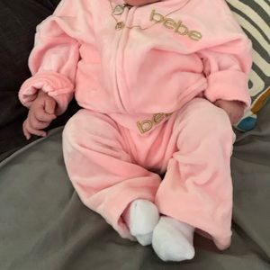 Light pink and gold Bebe sweatsuit